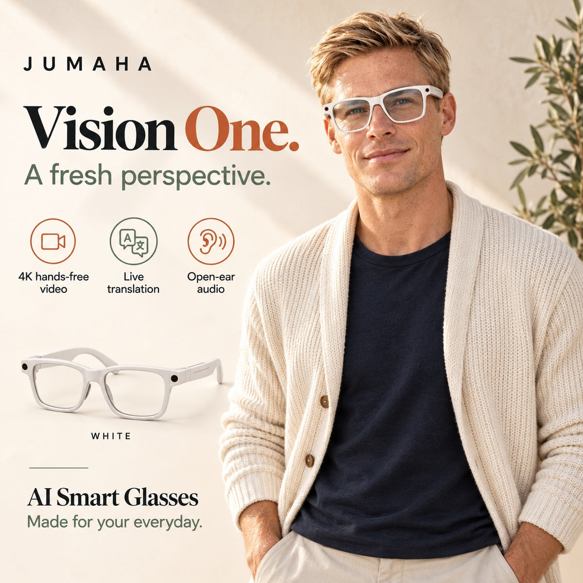 AI Smart Glasses — 4K Recording, Live Translation & AR Navigation